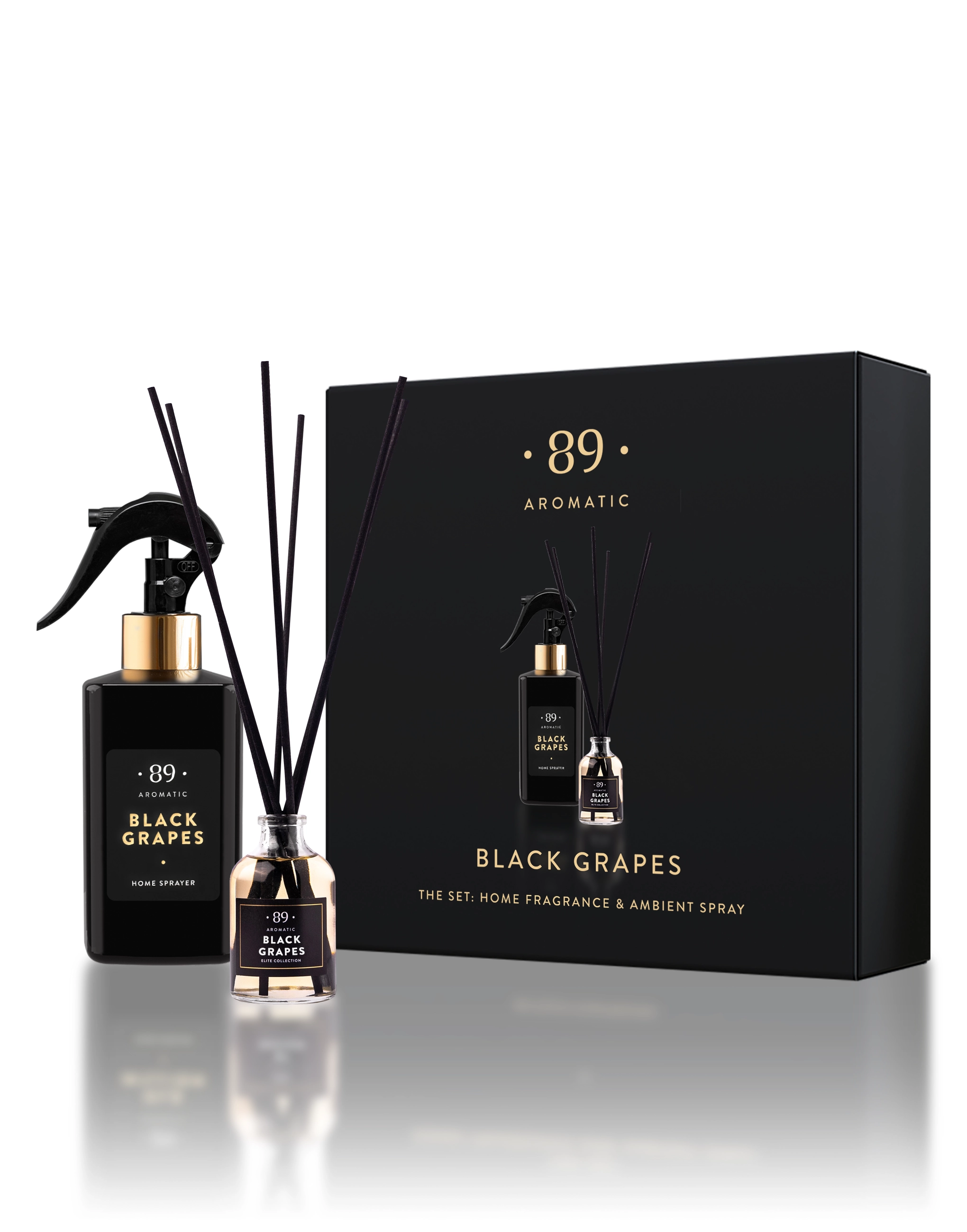 Aromatic •89• kodulõhnakomplekt – lõhnapulgad ja ruumilõhnasprei
